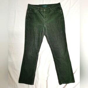 LRL Lauren Jeans Co Women's Corduroy Green Classic Straight Pants 8P